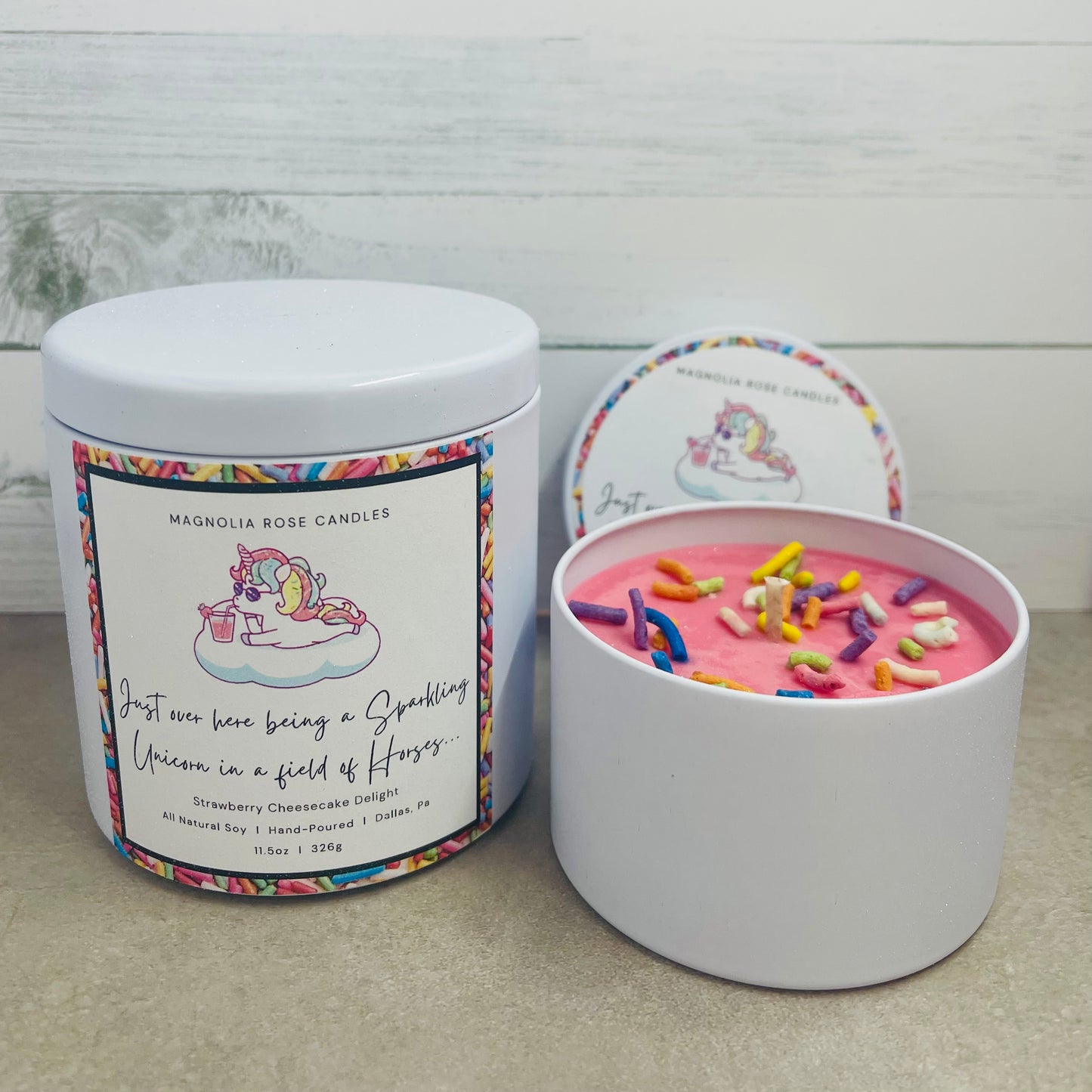 Sparkling Unicorn Dream - Strawberry Cheesecake Inner Sparkle Candle
