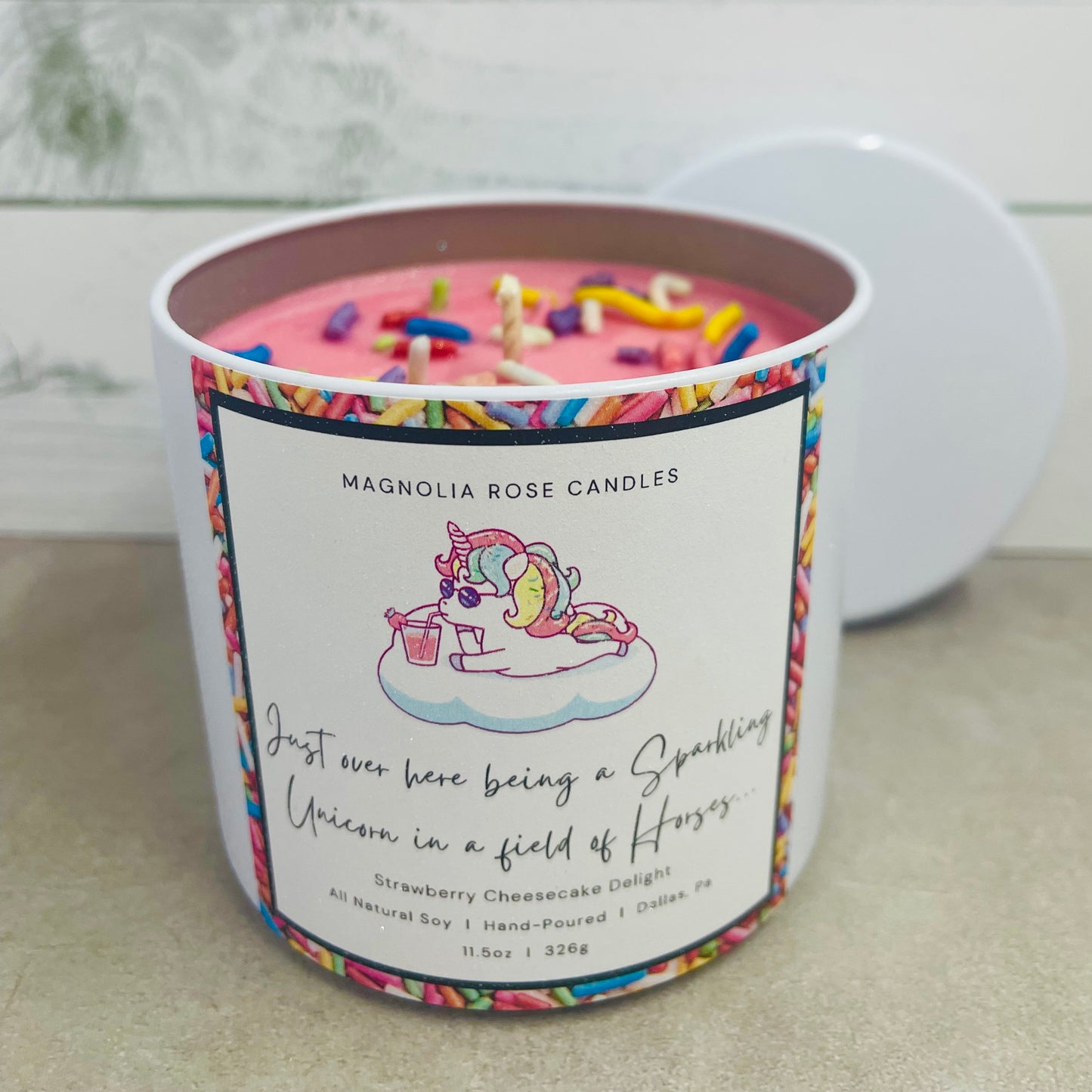 Sparkling Unicorn Dream - Strawberry Cheesecake Inner Sparkle Candle