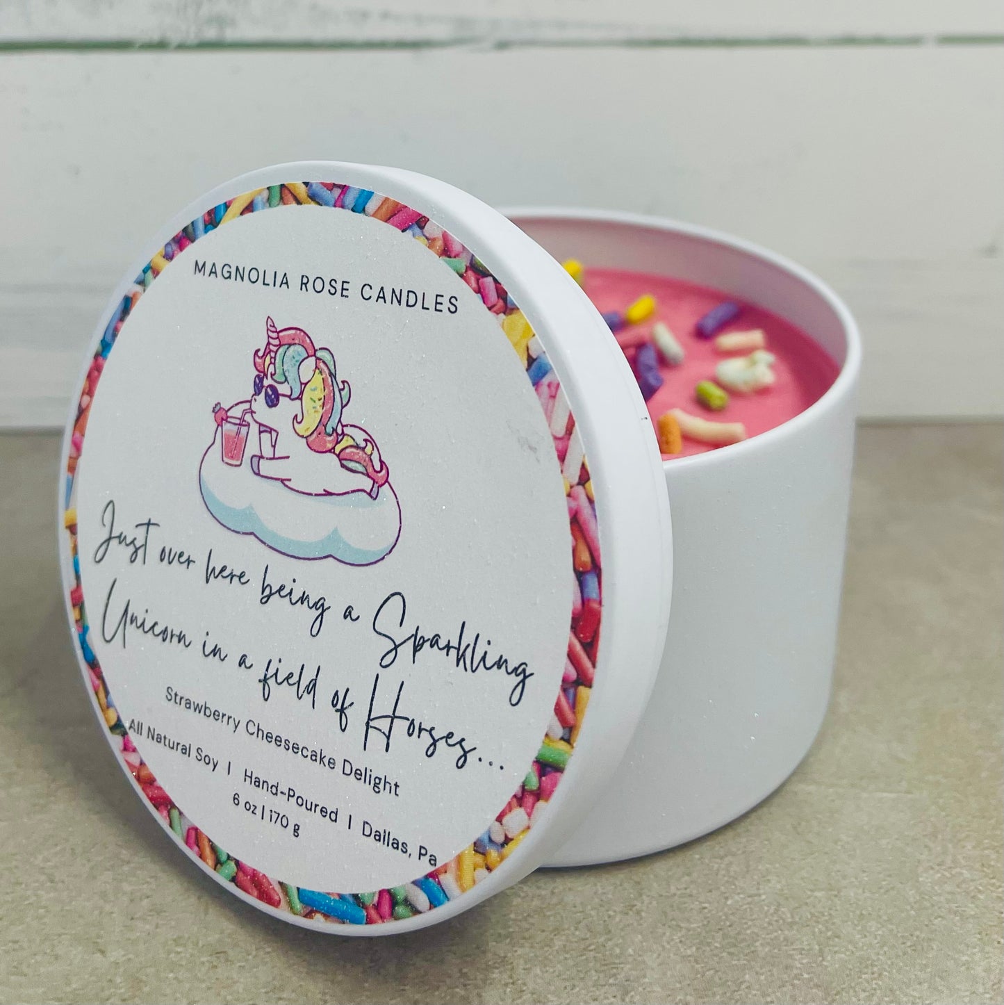 Sparkling Unicorn Dream - Strawberry Cheesecake Inner Sparkle Candle