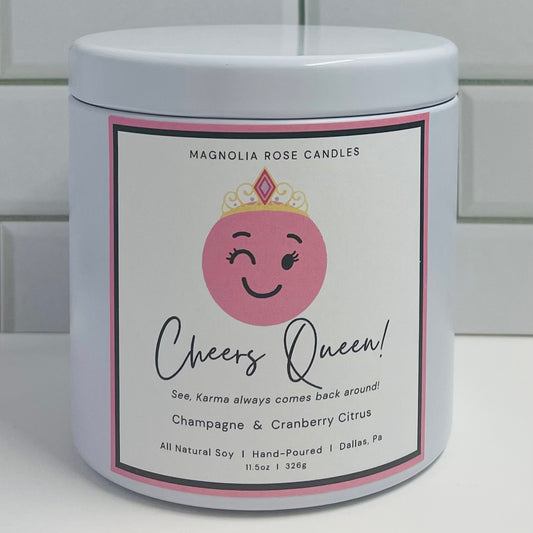 “Cheers Queen!” Champagne Congratulations Candle